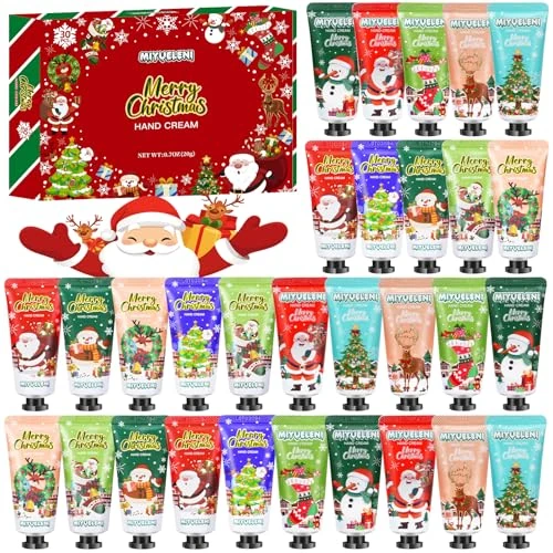 Limitiertes Angebot: Weihnachts Handcreme Geschenkset für Frauen, 30PCS Mini Handcreme mit 10 Festliche Muster, Handlotion Feuchtigkeitscreme für Trockene Hände- Kleine Weihnachtsgeschenke Geschenke für Kollegen Freundin von 16.14 EUR auf 9.99 EUR (Spare 38%)