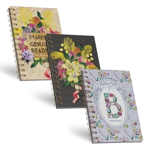 Pigna x Bridgerton, lot de 3 cahiers à spirales, grand format, intérieur 1R, ligné