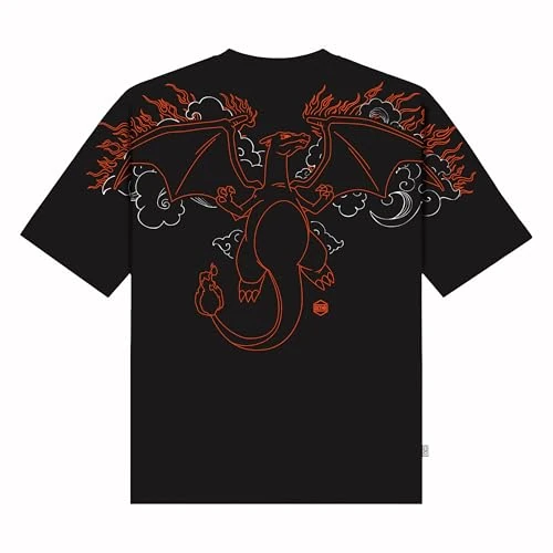 Zeitlich begrenztes Angebot: Dolly Noire Pokémon Charizard Over Kimono T-Shirt, Schwarz, Unisex, 100 % Baumwolle, offizielle Kollektion, Schwarz , L von 41.60 € auf 41.60 € (0.00% Rabatt)