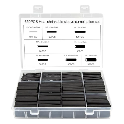 Offre limitée : URCIANOW Gaines Thermorétractables Noires Assortiment 650 Pièces | Kit de Tubes Rétractables, Isolation Électrique et Protection des Câbles, Ratio de Contraction 2:1, Haute Qualité PVC de 12.99 € à 12.99 € (0.00% de remise)