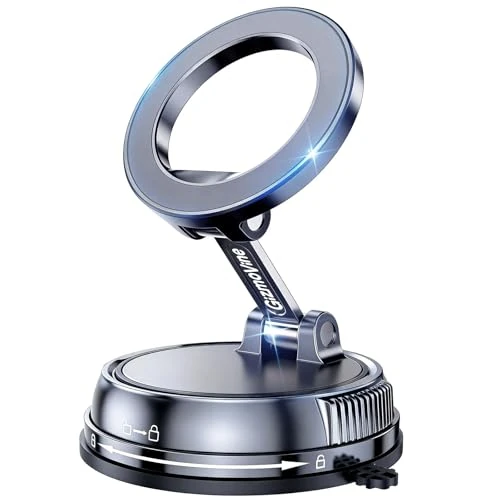 GizmoVine Magnetyczny uchwyt samochodowy na telefon, odsysanie próżniowe, regulowana 360° deska rozdzielcza/uchwyt na przednią szybę/otwór wentylacyjny, ssanie 35,4 kg, MagSafe kompatybilny z iPhone