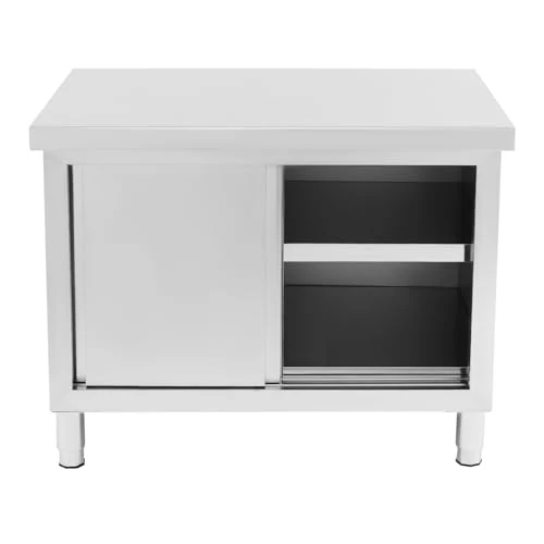 Offerta a tempo: Tavolo da lavoro, in acciaio inox, con ante scorrevoli, in acciaio inox, per dispense, ristoranti, cucine, grandi cucine - 0.00% da 195.99 € a 195.99 €