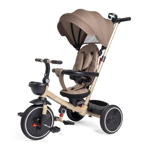 Chicco Jeu Tricycle 4 en 1, Tricycle évolutif de 6 Mois à 4 Ans, accompagne la Croissance de l’Enfant, Capote Amovible, Roues en Caoutchouc EVA, poignée télescopique, Facile à Plier, pédales Libres