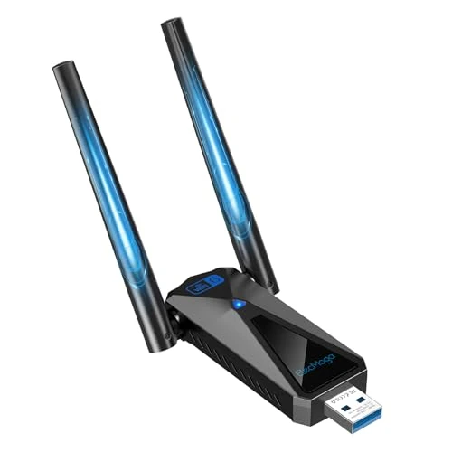 Offerta a tempo: ElecMoga Chiavetta WiFi AX5400 USB Dual Band Adattatore USB WiFi 6, Antenna Dual 2dBi, 5400Mbps, Plug & Play per Windows 10/11, Desktop PC Fisso, Chiavetta WiFi USB 5GHz/2.4GHz/6GHz - 42% da 46.99 € a 27.43 €