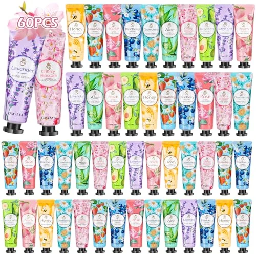 Limitiertes Angebot: 60 Pack Handcrem Set, Mini Handcreme Geschenkset für Frauen, Kleine Pflegecreme Hände Fuß Feuchtigkeitscreme für Sehr Trockene Hände, Kleine Geschenk für Frauen Weihnachtsgeschenke Geburtstagsgeschenk von 20.99 EUR auf 19.99 EUR (Spare 5%)