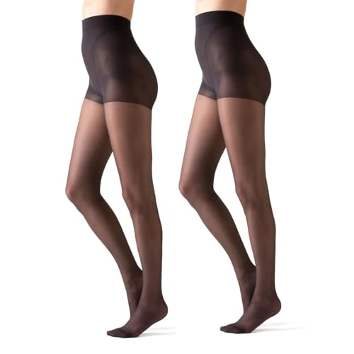 Gi&Gi Damen-Strumpfhose durchscheinend – Strumpfhose mit hoher Taille, verstärkt mit unsichtbaren Füßen, 20 Denier, Small-Medium