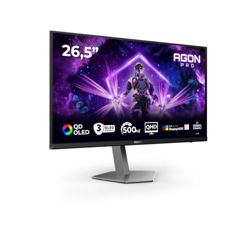 Limited offer: AOC AG276QKD2 26.5 inch WQHD Monitor, 500Hz, 0.03ms, Adaptive Sync, HDR500 TrueBlack, FreeSync Prem. Pro, G-Sync Comp., Height Adjustment, Speakers, (2560x1440 HDMI 2x 2.1 DP USB Hub) Black/Dark Grey from 678.95 EUR to 549.95 EUR (save 19%)