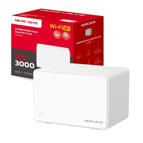 Limitiertes Angebot: Mercusys Halo H80X Mesh-WLAN-Set (1er-Pack), Wi-Fi 6 AX3000 Dualband-Router & Repeater, 3 × Gigabit-Anschlüsse pro Einheit, MU-MIMO, WPA3, Kindersicherung, empfohlen für Häuser mit 1–2 Schlafzimmern von 44.90 EUR auf 44.90 EUR (Spare 0%)