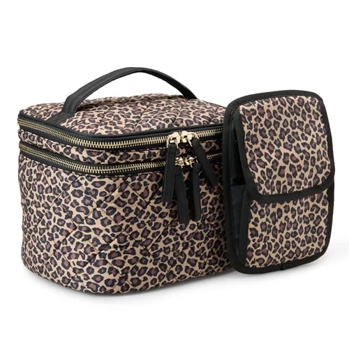 Offerta a tempo: Amazon Essentials Borsa per il Trucco Trapuntata con Porta Pennelli Donna, Leopardata, Taglia unica - 0.00% da 17.08 € a 17.08 €