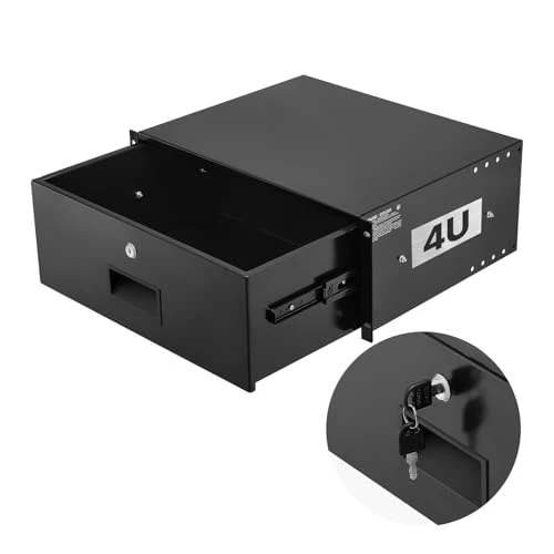 Offerta a tempo: VEVOR Cassetto per Montaggio su Rack 4U, Capacità di 22,68 kg Profondità 350 mm, Cassetto Bloccabile Scorrevole con Serratura e Fori per Cavi, per Armadio AV per Apparecchiature di Rete - 0.00% da 46.88 € a 46.88 €