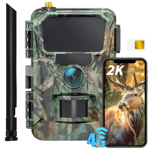 Offerta a tempo: CEYOMUR 4G LTE Fototrappola con SIM, 2K 48MP Fototrappola Notturna Trasmissione Immagini su Smartphone con Sensore di Movimento, Fotocamera con Scatto 0,2s, Archiviazione Cloud/TF, Impermeabile IP66 - 0.00% da 45.99 € a 45.99 €