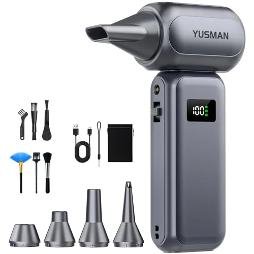 Offerta a tempo: YUSMAN Soffiatore ad Aria Compressa Turbo da 350000 RPM, Soffiatore Elettrico ad Alte Prestazioni con Controllo Velocità 0~100 e Luce LED, Potenza Professionale per Auto, Elettronica e Outdoor - 33% da 59.99 € a 39.99 €