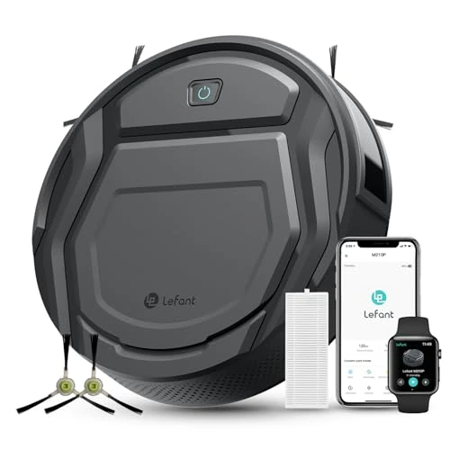 LEFANT Staubsauger Roboter, Saugroboter, dünn, leise, WLAN, Bluetooth, Alexa-App, 6 Reinigungsmodi, Selbstladung, 120 Minuten Akkulaufzeit, ideal für Tierhaare, Böden, Teppiche, M210P