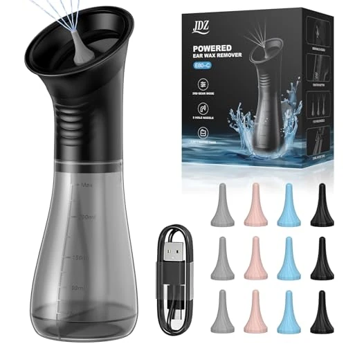 Środek do czyszczenia uszu wosk JDZ do czyszczenia uszu z podwójnym zbiornikiem, IPX7 Wodoodporny środek do czyszczenia uszu z 12 ustnikami i 3 trybami, wielokrotnego ładowania do czyszczenia uszu