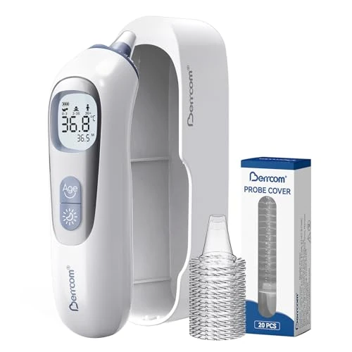 Offerta a tempo: Berrcom Termometro auricolare ad alta precisione, termometro auricolare con tecnologia a sonda preriscaldata per adulti e bambini, guida alla temperatura per fasce d'età, lettura istantanea - 10% da 32.99 € a 29.77 €