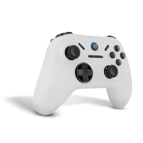 Offerta a tempo: KROM KADOER — Controller Wireless Bluetooth 5.0, 15 Tasti, 4 livelli di Vibrazione duale, 187 grammi, Indicatore LED livello batteria, Compatibile con PC/Switch/Switch 2/iOS/Android, Bianco - 35% da 29.90 € a 19.44 €