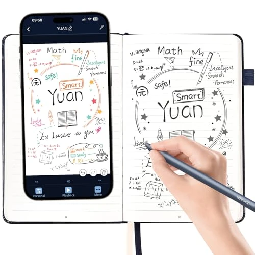 Yuan Smart Writing Set, Carnet Intelligent avec Stylo Connecté Inclus, Smartpen & Carnet Numérique de 188 pages, Tablette de Papier, écrire sur du vrai papier avec traitement numérique (marine)