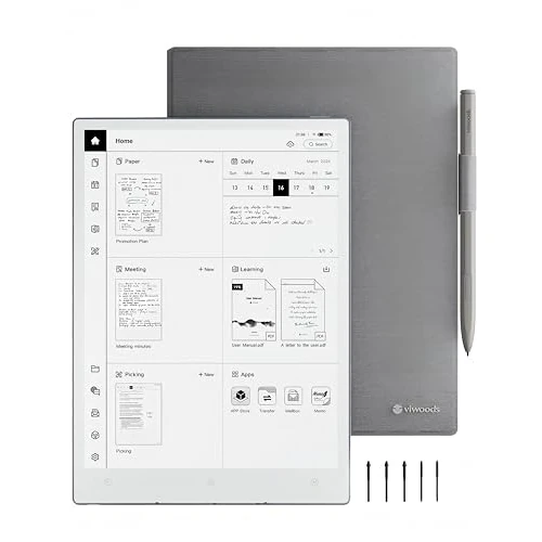 Oferta limitada: VIWOODS Paquete Mejorado con AiPaper, Stylus Pro y 5 Puntas, Tablet Carta 1300 AI E Ink, 10.65'' 300PPI Cuaderno Electrónico con Bolígrafo, Ultrafino 4.5mm, Ligero 370g de 554.99 € a 443.00 € (ahorro 20%)