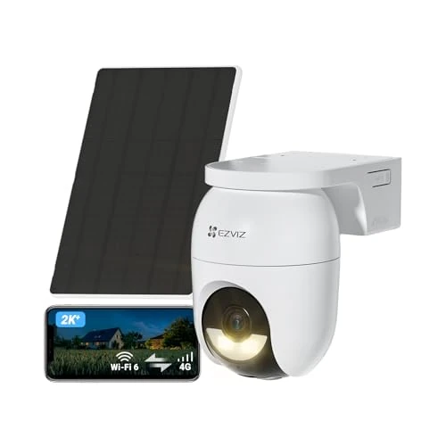 Limited offer: EZVIZ 2K+ Battery Security Camera Outdoor Wireless With Solar Panel, No Wifi Camera, AOV Tech, No Monthly Fee, 512GB, 2.4GHz Wi-Fi 6, AI Human/Vehicle Detection, 360°Colour Night Vision, CB8 4G KIT from 140.30 EUR to 131.88 EUR (save 6%)