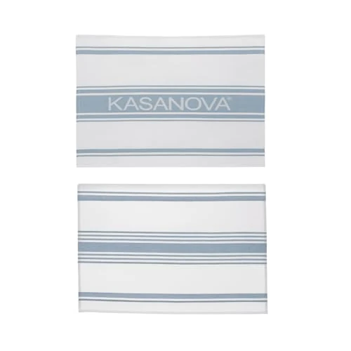 KASANOVA Set de 2 Paños de Cocina 50x70 cm de Algodón – Absorbentes, Resistentes y Decorativos (Azul)