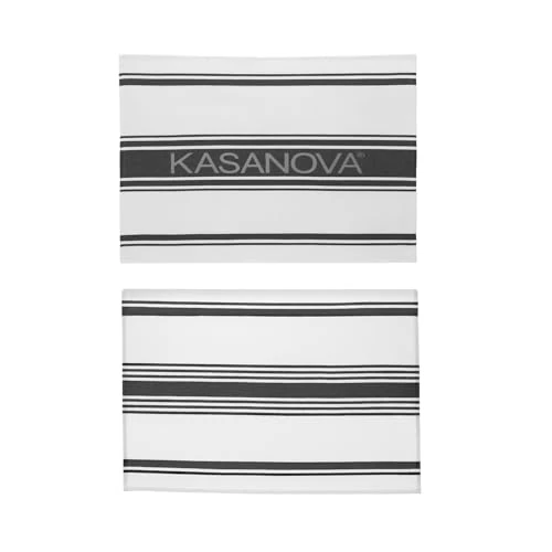 KASANOVA Set de 2 Paños de Cocina 50x70 cm de Algodón – Absorbentes, Resistentes y Decorativos (Negro)