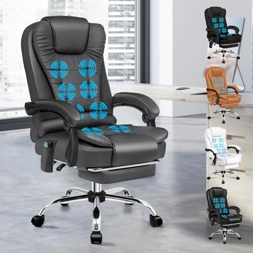 Offre limitée : ALFORDSON Chaise de Bureau Ergonomique, Fauteuil avec Fonction de Massage Thermique, Chaise d'ordinateur en Cuir PU avec accoudoirs rembourrés et Appui-tête Souple, Chaise pivotante à roulettes, Gris de 109.99 € à 109.99 € (0.00% de remise