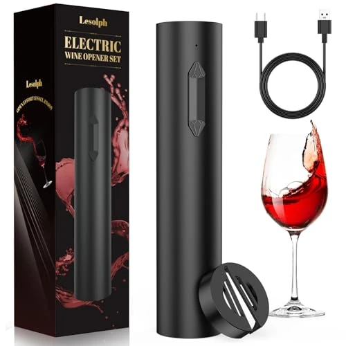 Rechargeable Electric Corkscrew, Electric Bottle Opener, Birthday Gift Idea for Men and Women with Wire Cutter and USB Charging Cable for Lovers, Wine, Home Party Gift