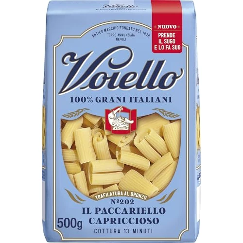 Offerta a tempo: Voiello Il Paccariello Capriccioso n. 202, Grani 100% Italiani, Pasta Trafilata Al Bronzo, 500 g — 52% da 1,85 € a 0,89 €