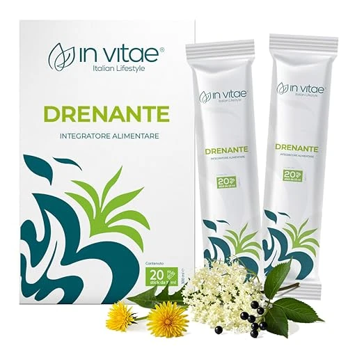 In Vita – Nahrungsergänzungsmittel für Damen, zum Abnehmen mit Aloe, Löwenzahn, Birke, Artischocke, Holunder, Anti-Cellulite, gegen Hydrische Einlagerung und Schwellungen, hergestellt in Italien