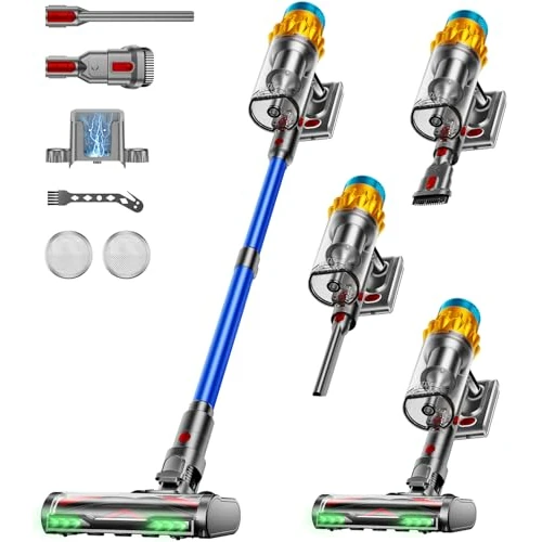 Offerta a tempo: AIDTIPS Aspirapolvere Senza Fili, 650W/55KPA/70Mins Scopa Elettrica Senza Fili Potente Verticale Antigroviglio, Raccoglipolvere Senza Contatto da 1,8L, Spazzola Anti-groviglio con Luce Verde(Blu) - 39% da 209.99 € a 128.60 €