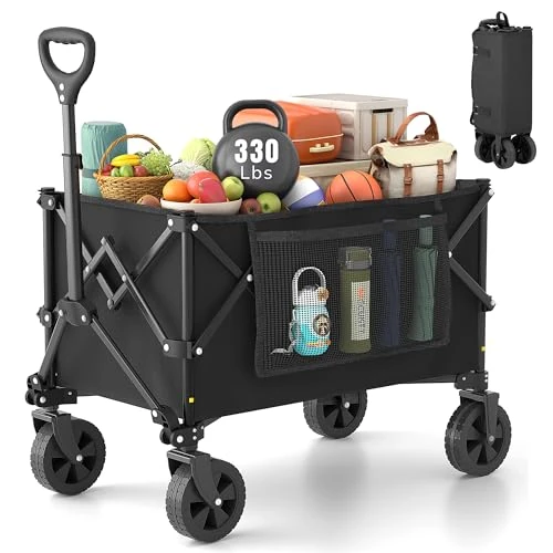 Offerta a tempo: Morpilot Carrello Pieghevole Resistente con Ruote, Carrello Fuoristrada per Giardinaggio, Campeggio, Shopping, Spiaggia e Sport all'aperto, Nero, Capacità Massima 220 Litri e 150 kg - 15% da 69.99 € a 59.49 €
