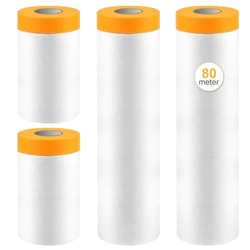 VINATO Afdekhoes voor schilders, afdekzeilen voor het schilderen met plakband, schilderbeschermingsdoek 4 rollen (2 x 55 cm x 20 m, 2 x 150 cm x 20 m) schildersfolie