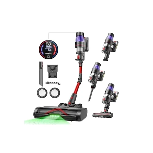 Offre limitée : Ultenic Aspirateur Balai sans Fil, 50Kpa/60min Aspirateur sans Fil Hyper-Puissant, Aspirateur Balai, Tube Pliable, Brosse Anti-Emmêlement pour Tapis, Poils Animaux, Sol Dur et Voiture de 159.99 € à 159.99 € (0.00% de remise)