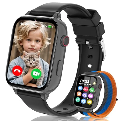Oferta ograniczona: 4G Smartwatch dla dzieci, zegarek na telefon z GPS, WiFi, SOS, rozmowy telefoniczne/wideo/czat głosowy, tryb szkolny, budzik, krokomierz, gry, zegarek dziecięcy Smart Watch dla chłopców i dziewczynek z 65.99 EUR na 48.86 EUR (znizka 26%)