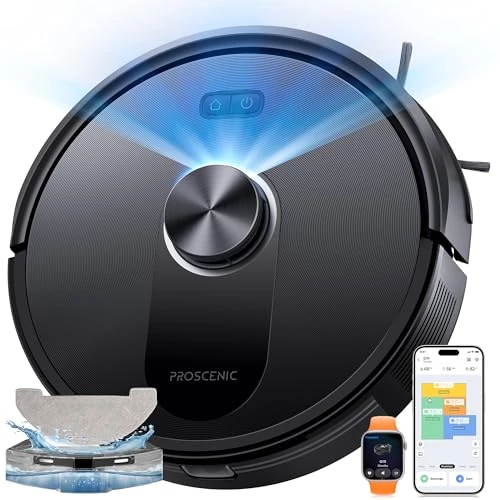 Oferta limitada: Proscenic Q10 Robot Aspirador 8000 Pa/200Min Autonomía con Fregado, Navegación LIDAR, Adaptación Alfombras, por App/Voz/Control Remoto/Apple Watch para Suelos, Alfombras y pelos de Mascotas de 179.99 EUR a 142.49 EUR (ahorro 21%)