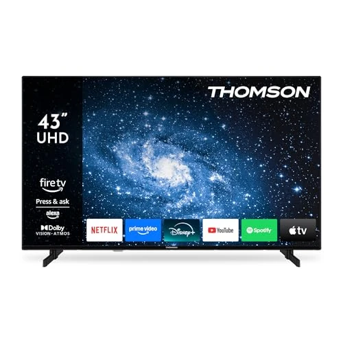 THOMSON 43 Inch (109 cm) UHD LED Fire TV with Alexa Voice Control, AirPlay, Triple Tuner (Cable/Satellite/Antenna), Bluetooth 5.0, HDMI Ports, USB, AV IN, CI+, USB - 43UF4S35