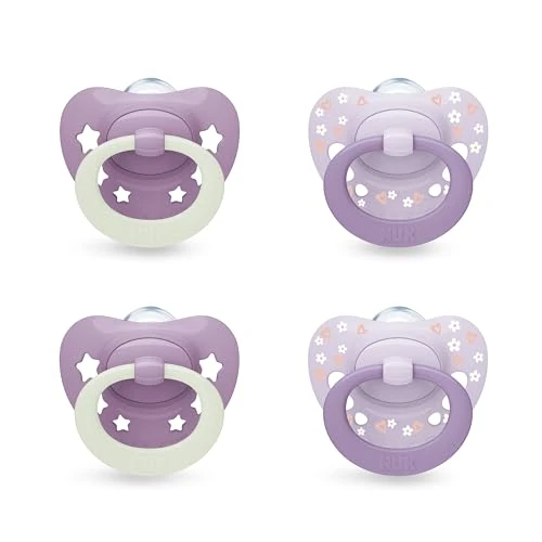 Offerta a tempo: NUK First Choice Classic Day & Night Succhietto per Bambini | 6-18 Mesi | Succhietti Ortodontici che si Illuminano al Buio | Accettati dal 95% dei Bambini** | Viola | Confezione da 4 - 20% da 13.99 € a 11.19 €