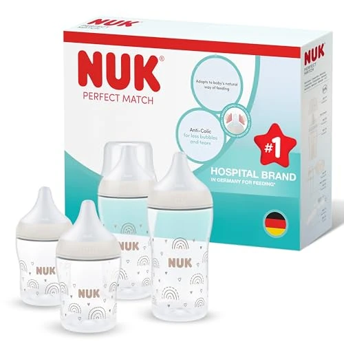Limited-time offer: NUK Perfect Match Baby Bottle | 0+ Months | 150ml & 260ml | Anti Colic Feeding Bottle | PP | Temperature Control Indicator | Rainbow | 1 Count from 27.99 GBP to 19.59 GBP (save 30%)