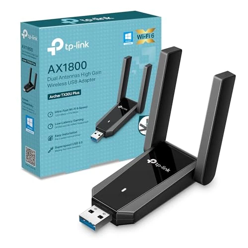 TP-Link Archer TX30U Plus WiFi 6 WiFi USB 3.0 AX1800Mbps, 2 Antenas de Alta Ganancia multidireccional, inalámbrica Dual Band 5GHz 1201Mbps + 2.4GHz 574Mbps, Compatible con Windows 11/10, MU-MIMO