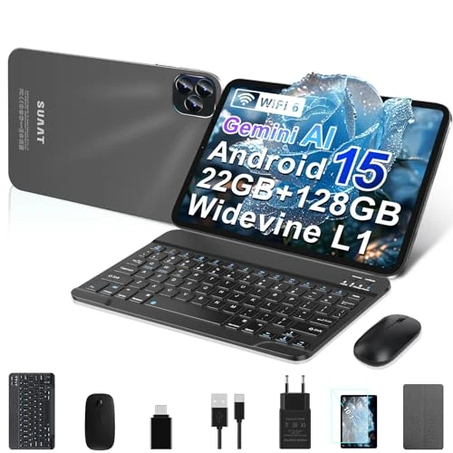 Offre limitee: GOODTEL Tablette Tactile Android 15 Octa-Core, 22 Go+ 128 Go ROM（2TB TF）, Gemini AI, 5G + 2,4 G WiFi, GMS, Bluetooth 5.0, Paly Store, Support de Carte SD, Tablette avec Clavier et Souris - Noir de 99.99 EUR a 99.99 EUR (economie 0%)
