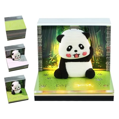 2026 Wekenkalender 3D Notitieblok, Schattige Panda 3D Afbrekbare Wekenkalender, 2026 Tafelkalender-Notitieblok, Creatief Papiersculptuur Cadeau voor Jubilea, Kerstmis