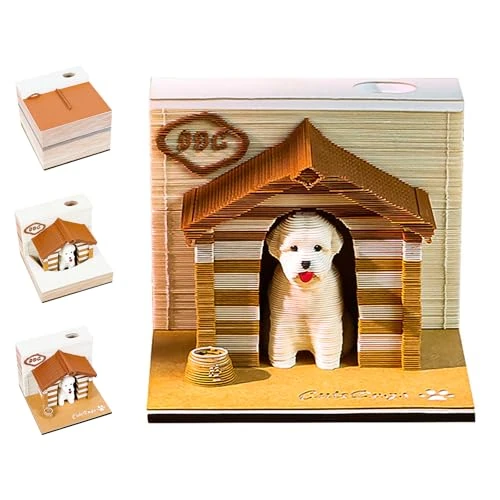 Calendario Semanal 3D 2026, Cachorro Calendario de Mesa 2026, Calendarios Semanales Arrancar, Escultura de Papel Creativa Regalo para Navidad, Cumpleaños, Hogar, Decoración