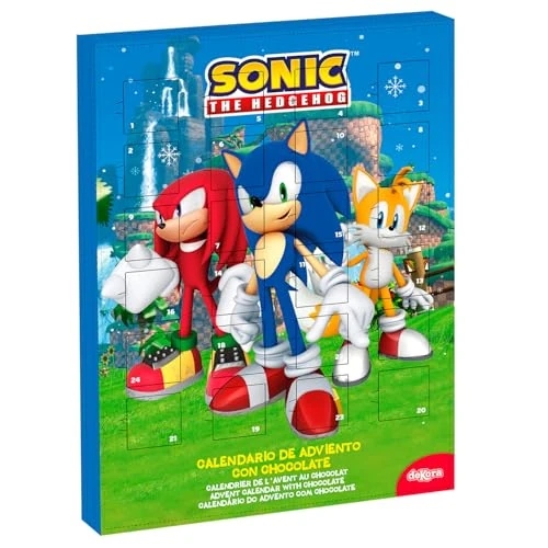 dekora - Sonic The Hedgehog Advent Calendar 2025 Kids – 50 g Milk Chocolate – Christmas Countdown Calendar with 24 Chocolates – Sega Videogame Character – Chocolate Gift for Children