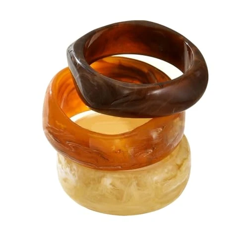 XFSRG 3 Stile Bracciale in Resina Acrilica per le Donne Braccialetti Retrò Larghi e Geometrici Irregolari Eleganti Accessori Moda per Ogni Occasione (Set 1)