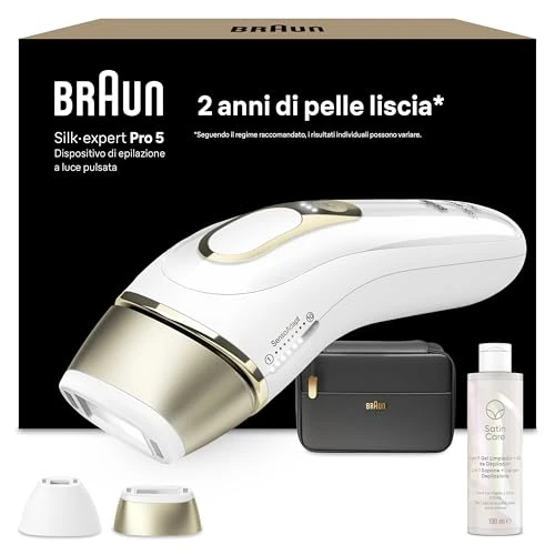 Offerta a tempo: Braun Silk·expert Pro 5 Epilatore Luce Pulsata, Epilazione A Casa, Alternativa All’Epilazione Laser, Con Custodia, 2 Testine, Idea Regalo, Bianco/Oro, PL5140 - 38% da 549.99 € a 339.99 €
