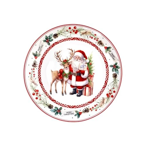 Offre limitee: Tognana, Assiette Panettone 30 cm Santa Claus, Porcelaine, Multicolore de 17.20 EUR a 17.20 EUR (economie 0%)