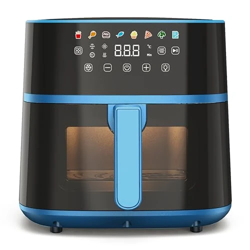 Tognana Iridea, 6L Air Fryer, Dual Resistance, Digital Display, Timer, 80-200°C, Window, 1700W, Sugar Blue