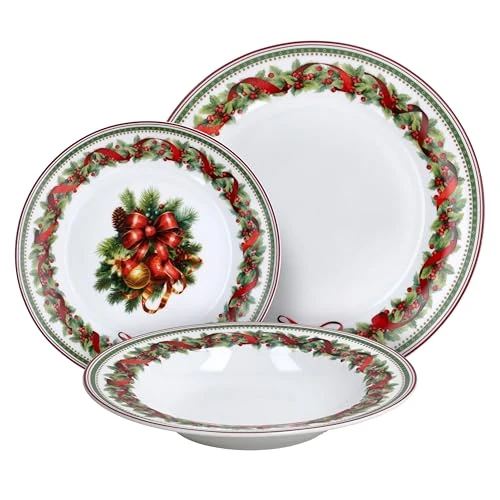 Tognana Christmas Eve, Service de vaisselle 18 pièces pour 6 personnes, Porcelaine, Multicolore