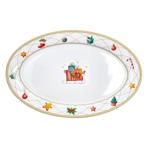 Tognana, Ovale plaat 26,5 x 25 cm Christmas Fairy Tale, porselein, meerkleurig