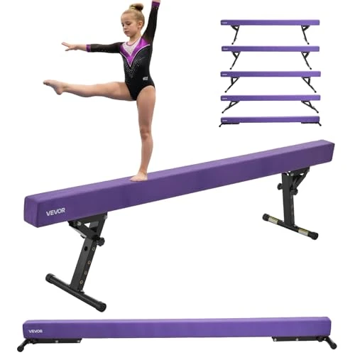 Offerta a tempo: VEVOR Trave di Equilibrio per Ginnastica per Bambini, Altezza Regolabile 241 cm 5 Livelli, capacità di Carico 158,7 kg, Trave Ginnastica Artistica di Equilibrio per Casa Palestra, Viola - 0.00% da 196.90 € a 196.90 €